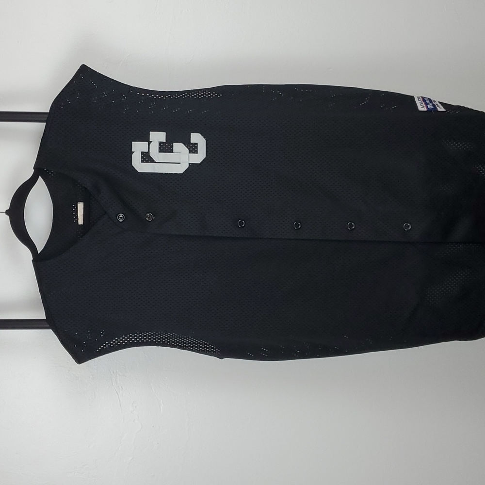 Vintage Athletic Majestic Apparel Jersey buttons up black polyester size 2X